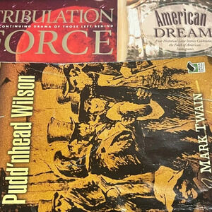 Three vintage best sellers Pudd’nhead Wilson, Tribulation Force, American Dream